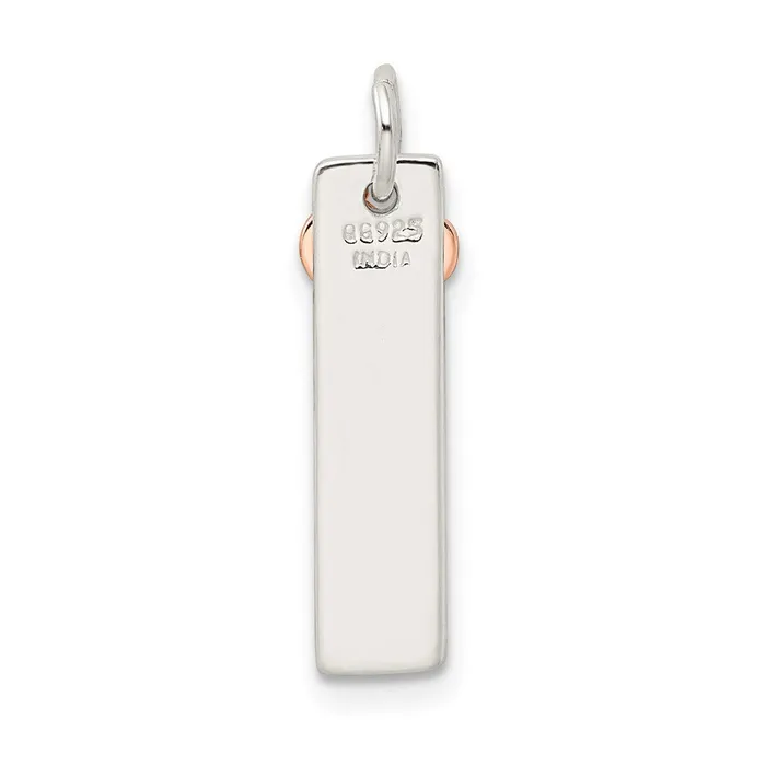 TreasureFineJewelers Rings Sterling Silver Rosetone Bar Heart Charm