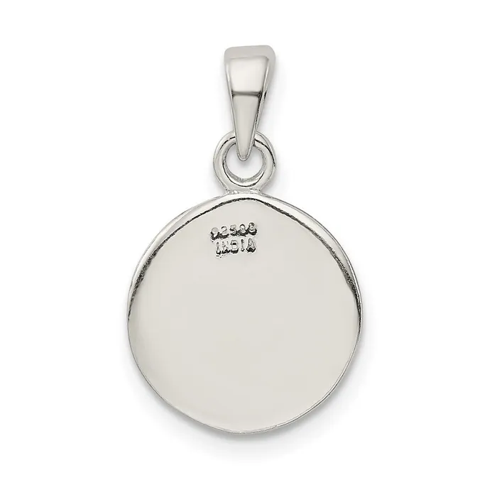 TreasureFineJewelers Sterling Silver Glitter Enamel Letter R Initial Circle Pendant Necklaces