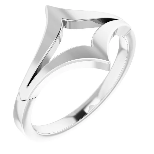 TreasureFineJewelers Sterling Silver Negative Space Double V Ring Rings
