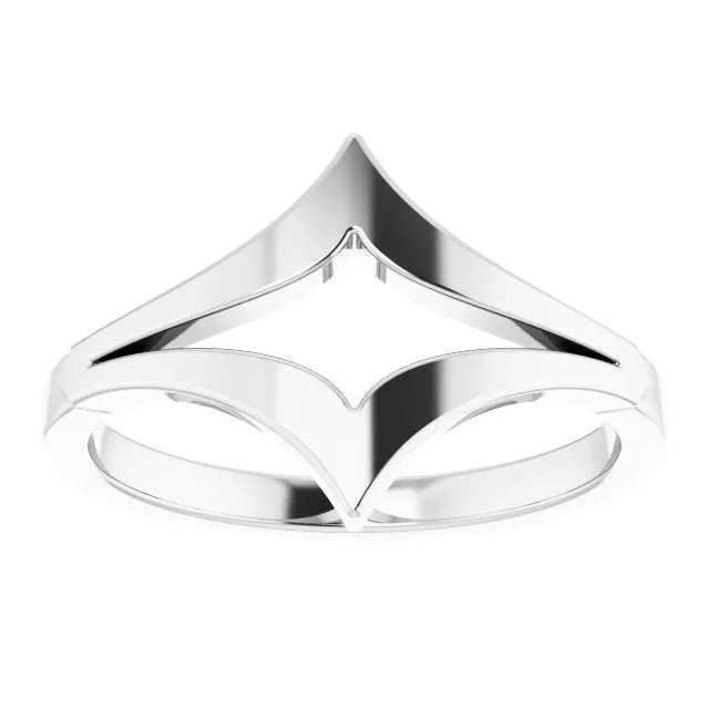 TreasureFineJewelers Sterling Silver Negative Space Double V Ring Rings