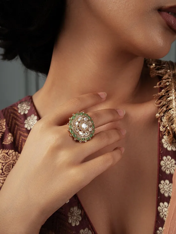 Curio Cottage Meira Sage Symphony Kundan Ring Rings