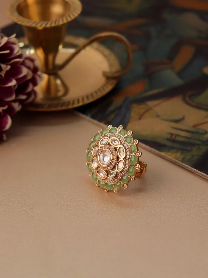 Curio Cottage Meira Sage Symphony Kundan Ring Rings Curio Cottage Meira Sage Symphony Kundan Ring Rings