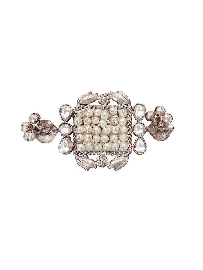 Curio Cottage Rings Aria Oxidised Square Pearl Embellished Ring Curio Cottage Rings Aria Oxidised Square Pearl Embellished Ring
