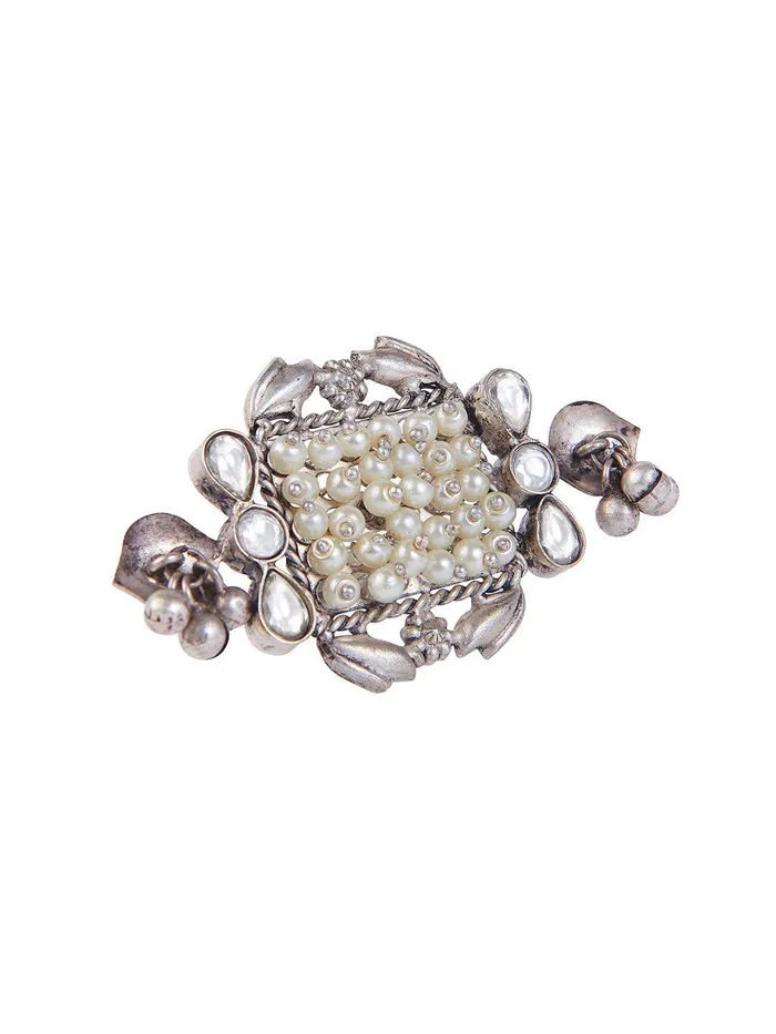 Curio Cottage Rings Aria Oxidised Square Pearl Embellished Ring Curio Cottage Rings Aria Oxidised Square Pearl Embellished Ring