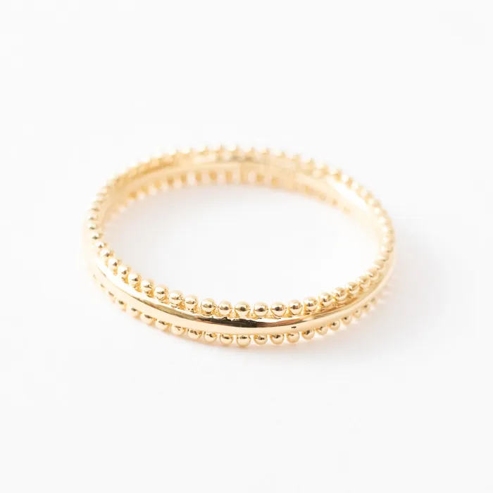 Gold Vermeil Slim Milgrain Edge Band Tashi Rings