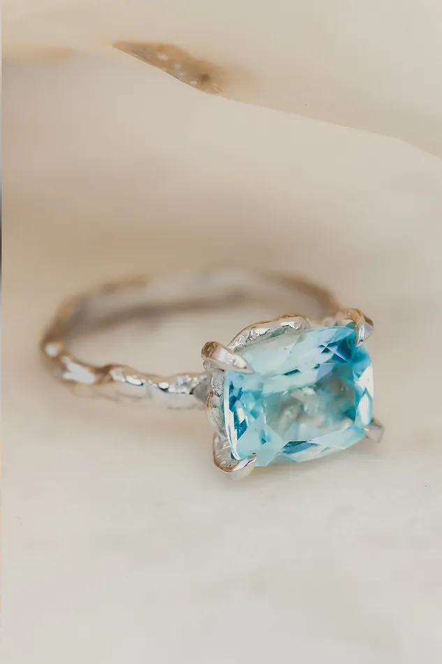 Rings Lacee Alexandra Jewelry Solid Gold Blue Topaz Statement Ring