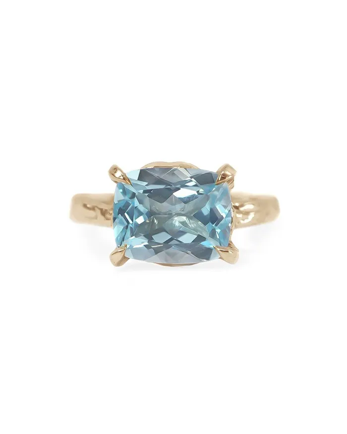 Rings Lacee Alexandra Jewelry Solid Gold Blue Topaz Statement Ring