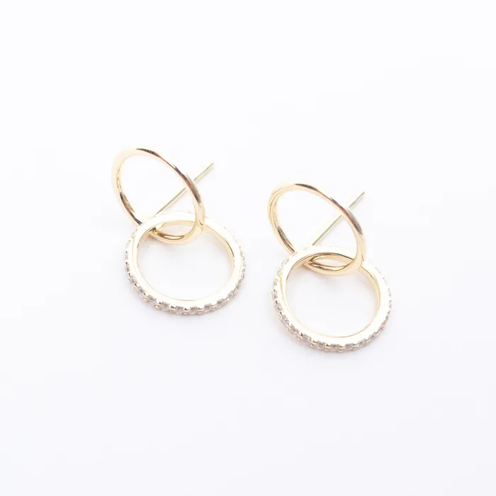 Silver Lotus Rings Gold Vermeil Cubic Double Ring Studs