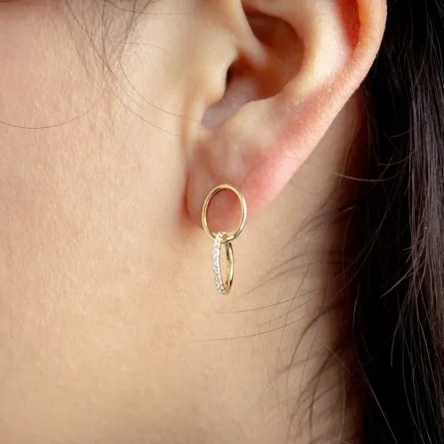 Silver Lotus Rings Gold Vermeil Cubic Double Ring Studs