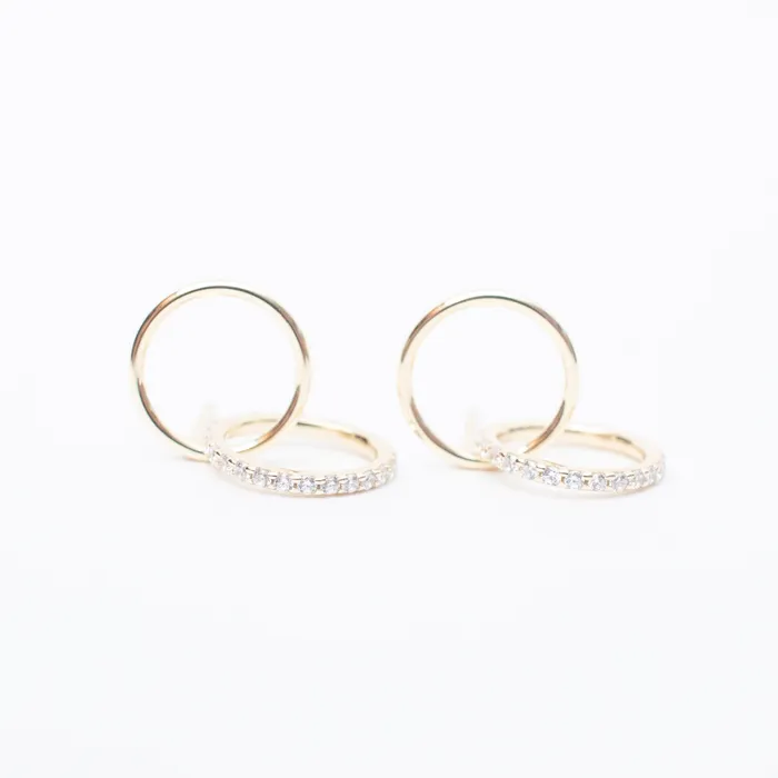Silver Lotus Rings Gold Vermeil Cubic Double Ring Studs