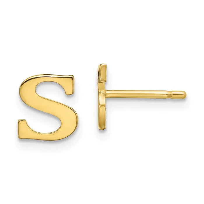10KY Polished Initial Letter S Post EarringsWBC10XNE46YS WB Choice Jewelry Earrings 10KY Polished Initial Letter S Post EarringsWBC10XNE46YS WB Choice Jewelry Earrings