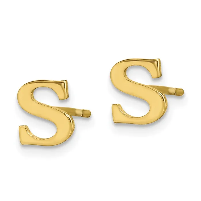 10KY Polished Initial Letter S Post EarringsWBC10XNE46YS WB Choice Jewelry Earrings 10KY Polished Initial Letter S Post EarringsWBC10XNE46YS WB Choice Jewelry Earrings