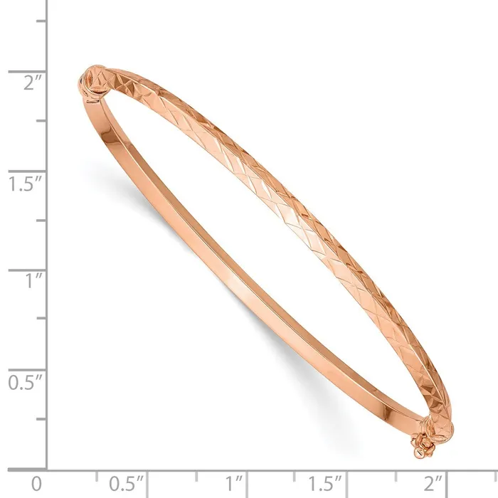 14k Rose Gold Polished Diamondcut Hinged Bangle BraceletWBCDB642 WB Choice Jewelry Bracelets