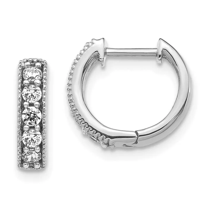 14k White Gold Diamond Milgrain Hinged Hoop EarringsWBCEM4269033WA WB Choice Jewelry Earrings 14k White Gold Diamond Milgrain Hinged Hoop EarringsWBCEM4269033WA WB Choice Jewelry Earrings