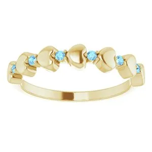 14K Yellow Aquamarine Stackable Heart Ring 71999626PSTWBC WB Choice Jewelry Rings