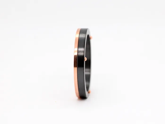 3mm Zirconium and 14k rose pins ring HEAVY STONE RINGS Rings