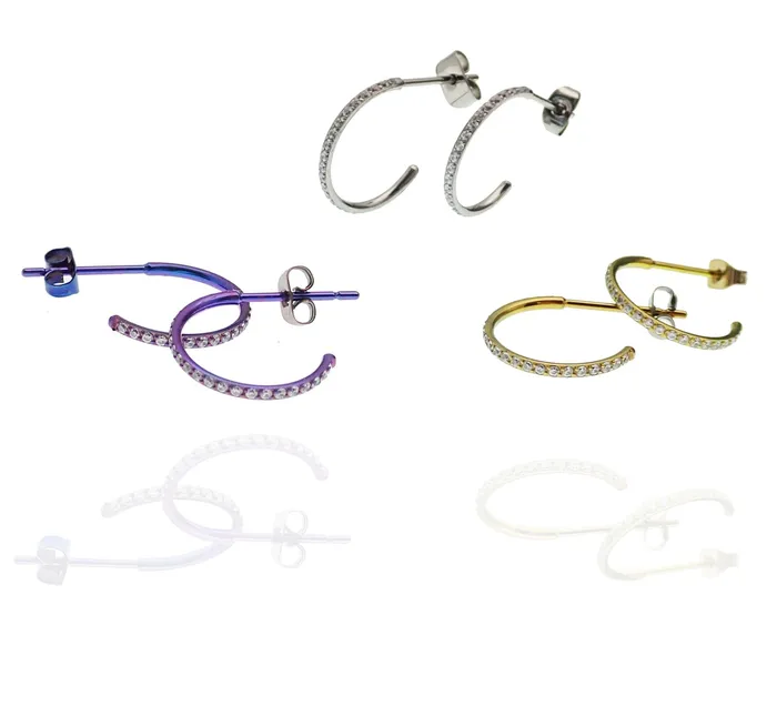 Earrings Titanium simple CZ Hoop Earrings Body Clickers Body Jewelry