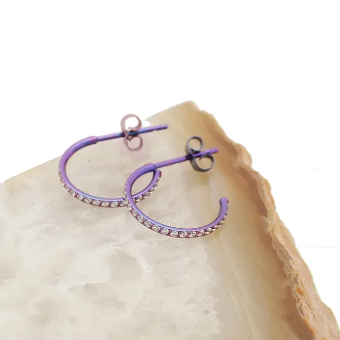 Earrings Titanium simple CZ Hoop Earrings Body Clickers Body Jewelry Earrings Titanium simple CZ Hoop Earrings Body Clickers Body Jewelry