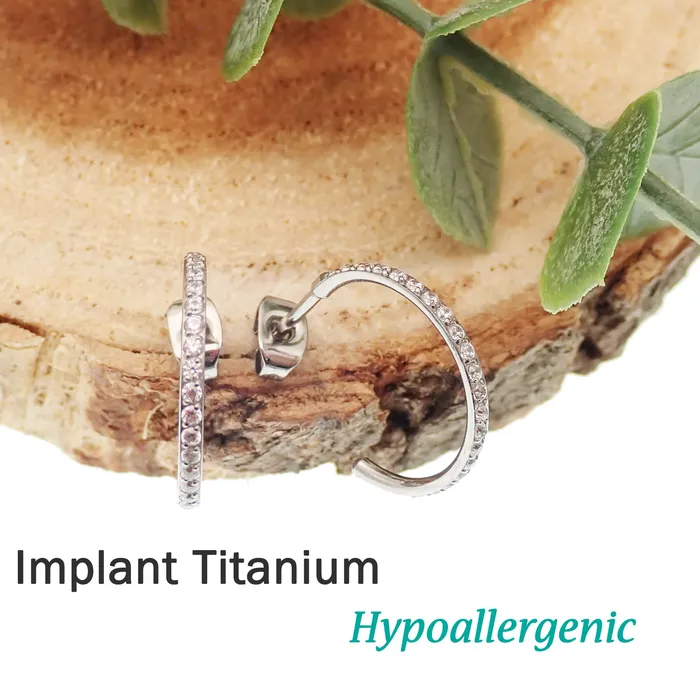 Earrings Titanium simple CZ Hoop Earrings Body Clickers Body Jewelry Earrings Titanium simple CZ Hoop Earrings Body Clickers Body Jewelry