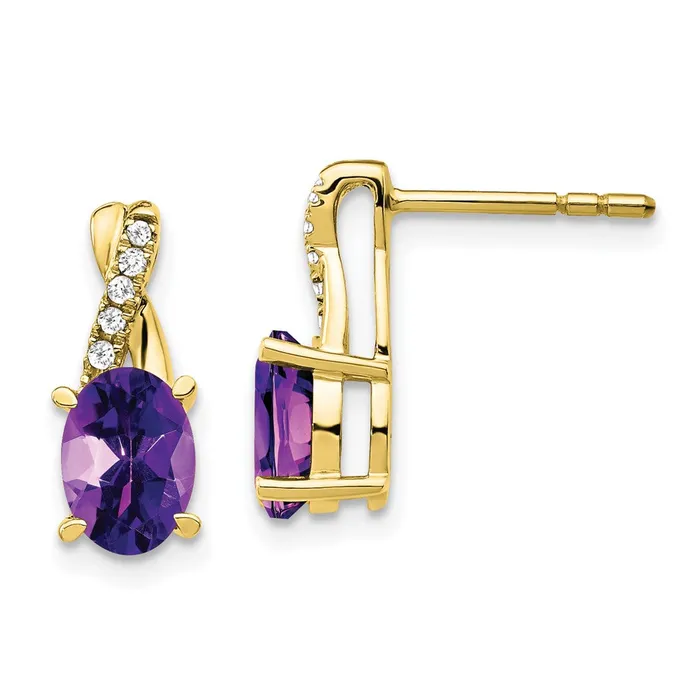 Earrings WB Choice Jewelry 10k Amethyst and Diamond EarringsWBCEM4235AM0061YA Earrings WB Choice Jewelry 10k Amethyst and Diamond EarringsWBCEM4235AM0061YA