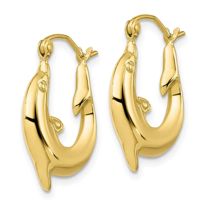 Earrings WB Choice Jewelry 10k Polished Dolphin Hoop EarringsWBC10ER296 Earrings WB Choice Jewelry 10k Polished Dolphin Hoop EarringsWBC10ER296