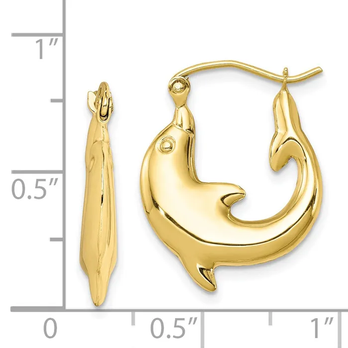 Earrings WB Choice Jewelry 10k Polished Dolphin Hoop EarringsWBC10ER296 Earrings WB Choice Jewelry 10k Polished Dolphin Hoop EarringsWBC10ER296