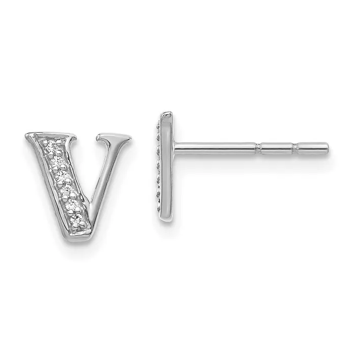 Earrings WB Choice Jewelry 14k White Gold Diamond Initial V EarringsWBCEM4170V005WA Earrings WB Choice Jewelry 14k White Gold Diamond Initial V EarringsWBCEM4170V005WA
