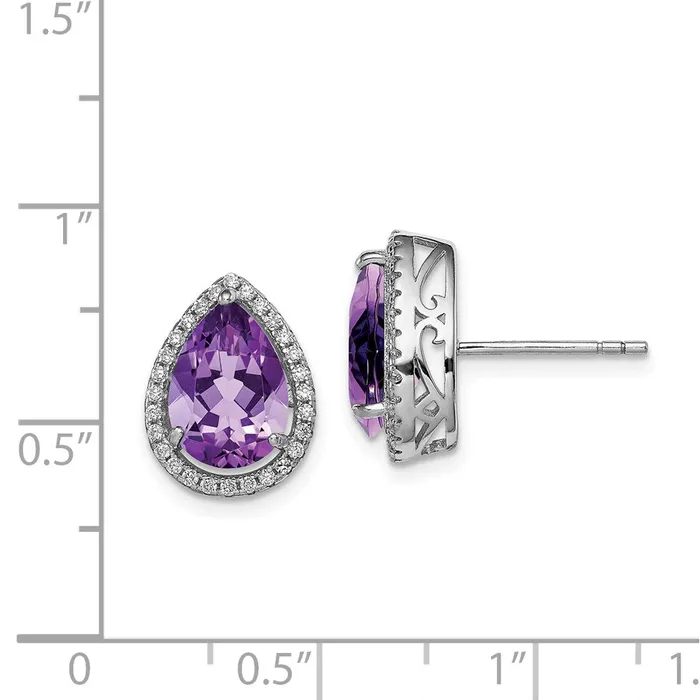 Earrings WB Choice Jewelry Sterling Silver Rhodium Polished Amethyst CZ Post EarringsWBCQE12637FEB