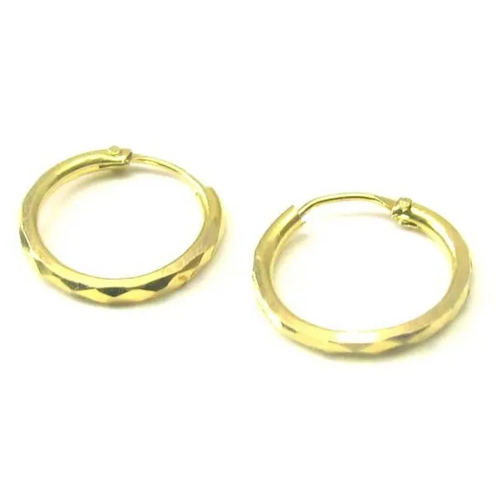 Ethnic Indian Hinged Hoop EARRINGS 14k Solid Yellow Gold Pair Karizma Jewels Earrings