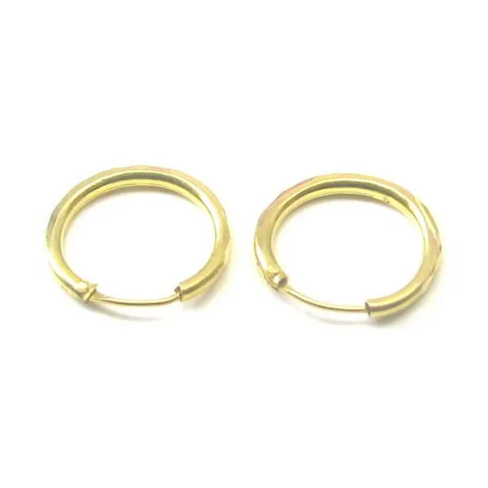 Ethnic Indian Hinged Hoop EARRINGS 14k Solid Yellow Gold Pair Karizma Jewels Earrings