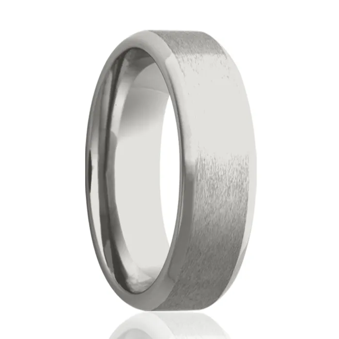 HEAVY STONE RINGS Rings 6mm Cobalt Bevel Edge Satin Center ring