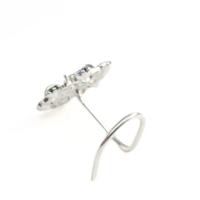 Karizma Jewels Earrings Real Sterling Silver CZ Women Excellent gifting Corkscrew Nose Stud 22g