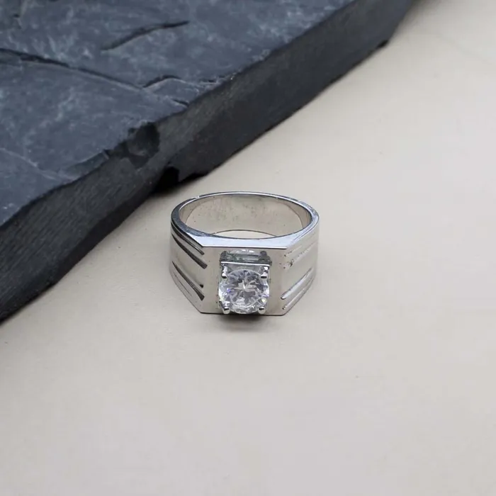 Karizma Jewels Rings Solid 925 Sterling Silver Mens Ring CZ Studded Platinum Finish Karizma Jewels Rings Solid 925 Sterling Silver Mens Ring CZ Studded Platinum Finish