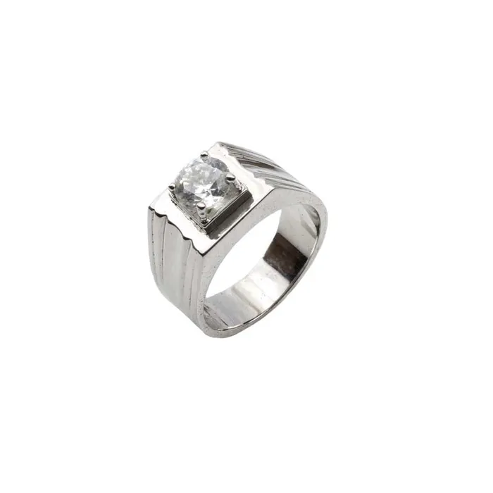 Karizma Jewels Rings Solid 925 Sterling Silver Mens Ring CZ Studded Platinum Finish Karizma Jewels Rings Solid 925 Sterling Silver Mens Ring CZ Studded Platinum Finish