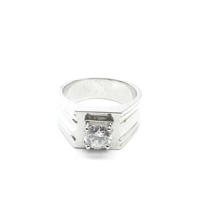 Karizma Jewels Rings Solid 925 Sterling Silver Mens Ring CZ Studded Platinum Finish Karizma Jewels Rings Solid 925 Sterling Silver Mens Ring CZ Studded Platinum Finish