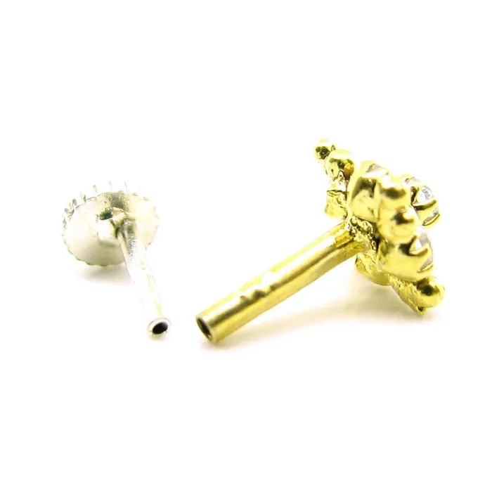 Lovely White CZ Body Piercing Nose Stud Gold Plated Nose Ring Nose Pin Karizma Jewels Rings