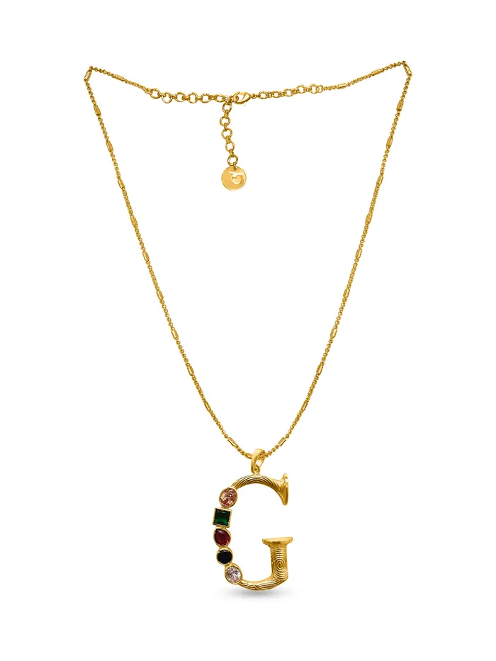 Necklaces Grande Iniziale Charm Necklace PRERTO ECOMMERCE PRIVATE LIMITED