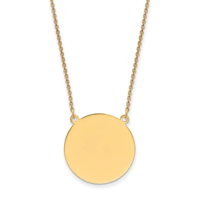 Necklaces WB Choice Jewelry 14k Plain 013 Gauge Circular Engravable Disc 18in NecklaceWBCXM6261318