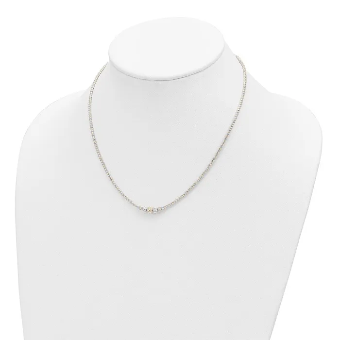 Necklaces WB Choice Jewelry 14K Twotone Polished DC Beaded 17in NecklaceWBCSF293117 Necklaces WB Choice Jewelry 14K Twotone Polished DC Beaded 17in NecklaceWBCSF293117