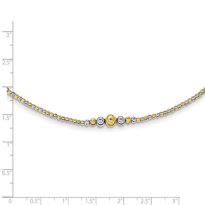 Necklaces WB Choice Jewelry 14K Twotone Polished DC Beaded 17in NecklaceWBCSF293117 Necklaces WB Choice Jewelry 14K Twotone Polished DC Beaded 17in NecklaceWBCSF293117