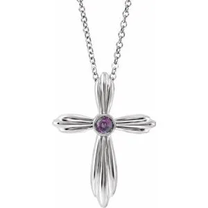 Necklaces WB Choice Jewelry Platinum Chatham LabCreated Alexandrite Cross 1618 Necklace R42369643PSTWBC