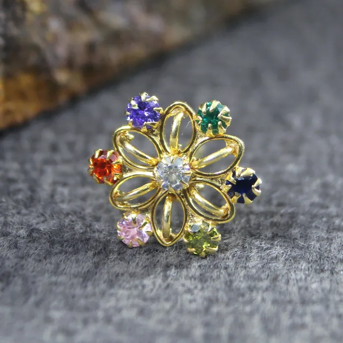 Real Sterling Silver Multi CZ Women Nose Stud Push Pin Karizma Jewels Earrings Real Sterling Silver Multi CZ Women Nose Stud Push Pin Karizma Jewels Earrings
