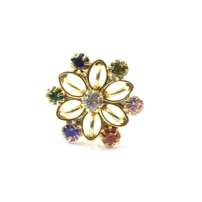 Real Sterling Silver Multi CZ Women Nose Stud Push Pin Karizma Jewels Earrings