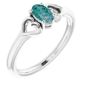 Rings WB Choice Jewelry Sterling Silver 5x3 mm Oval Imitation Alexandrite Youth Heart Ring71987685PSTWBC