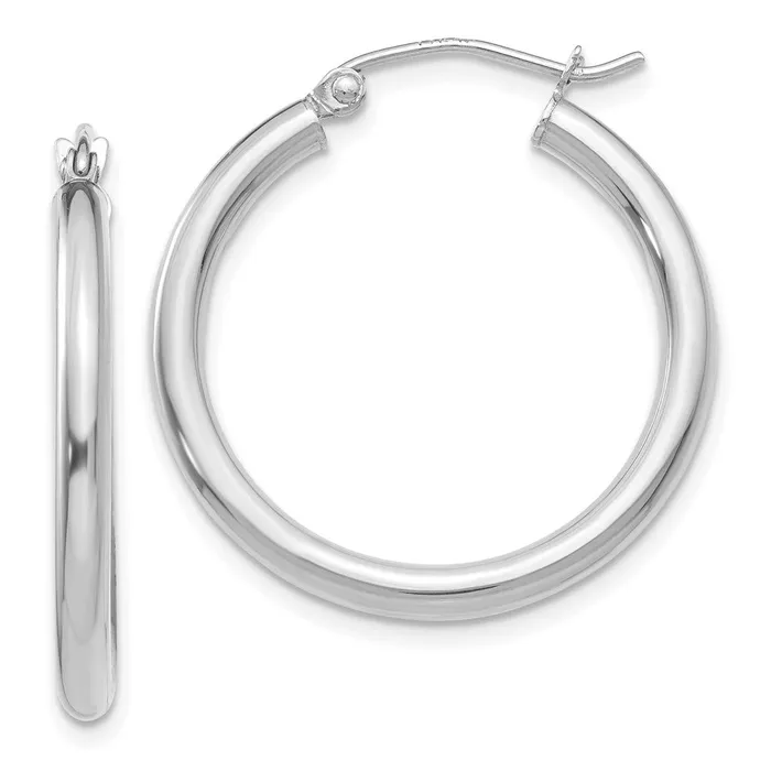 WB Choice Jewelry 10K White Gold Polished 25mm Lightweight Tube Hoop EarringsWBC10T839L Earrings WB Choice Jewelry 10K White Gold Polished 25mm Lightweight Tube Hoop EarringsWBC10T839L Earrings