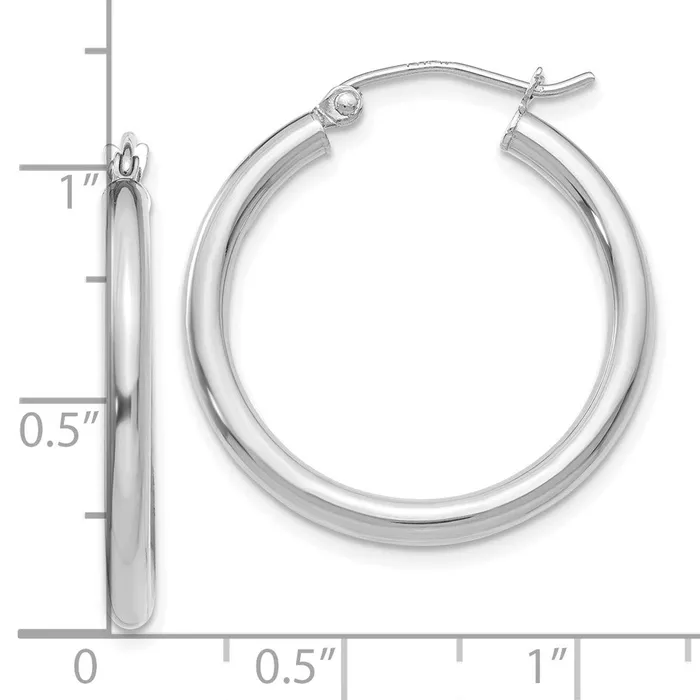 WB Choice Jewelry 10K White Gold Polished 25mm Lightweight Tube Hoop EarringsWBC10T839L Earrings WB Choice Jewelry 10K White Gold Polished 25mm Lightweight Tube Hoop EarringsWBC10T839L Earrings