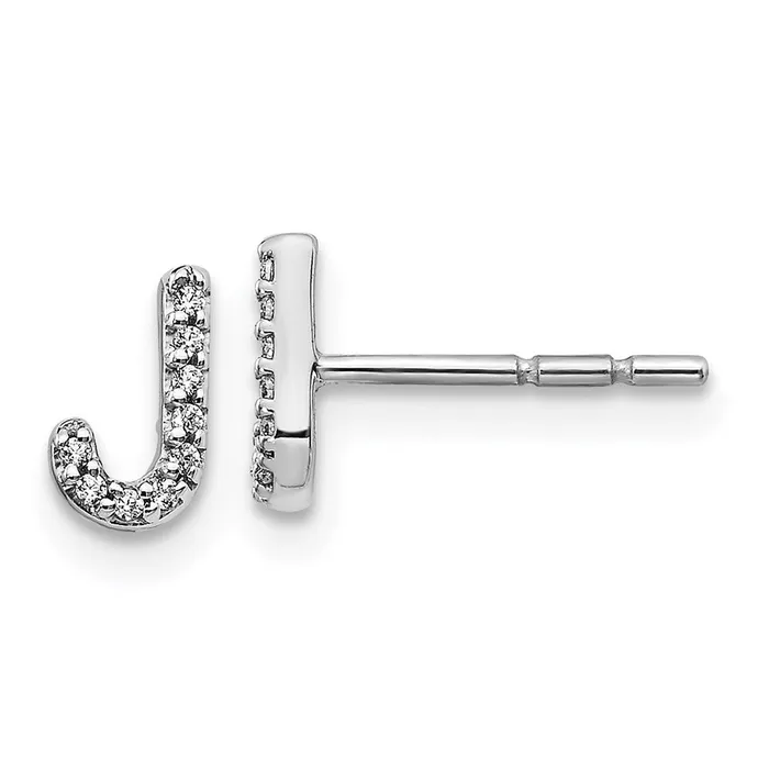 WB Choice Jewelry 14k White Gold Diamond Initial J EarringsWBCEM4169J005WA Earrings WB Choice Jewelry 14k White Gold Diamond Initial J EarringsWBCEM4169J005WA Earrings