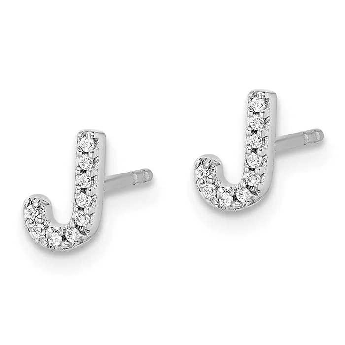WB Choice Jewelry 14k White Gold Diamond Initial J EarringsWBCEM4169J005WA Earrings WB Choice Jewelry 14k White Gold Diamond Initial J EarringsWBCEM4169J005WA Earrings