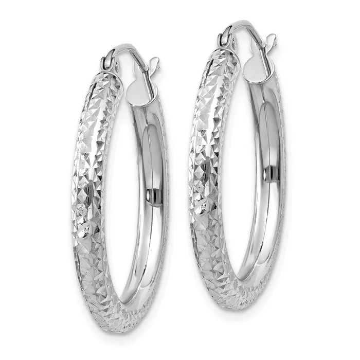 WB Choice Jewelry Earrings 10k White Gold Diamondcut 3mm Round Hoop EarringsWBC10TC253 WB Choice Jewelry Earrings 10k White Gold Diamondcut 3mm Round Hoop EarringsWBC10TC253