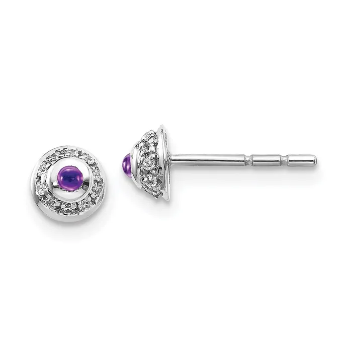 WB Choice Jewelry Earrings 14k White Gold Diamond and Cabochon Amethyst EarringsWBCEM4030AM008WA WB Choice Jewelry Earrings 14k White Gold Diamond and Cabochon Amethyst EarringsWBCEM4030AM008WA